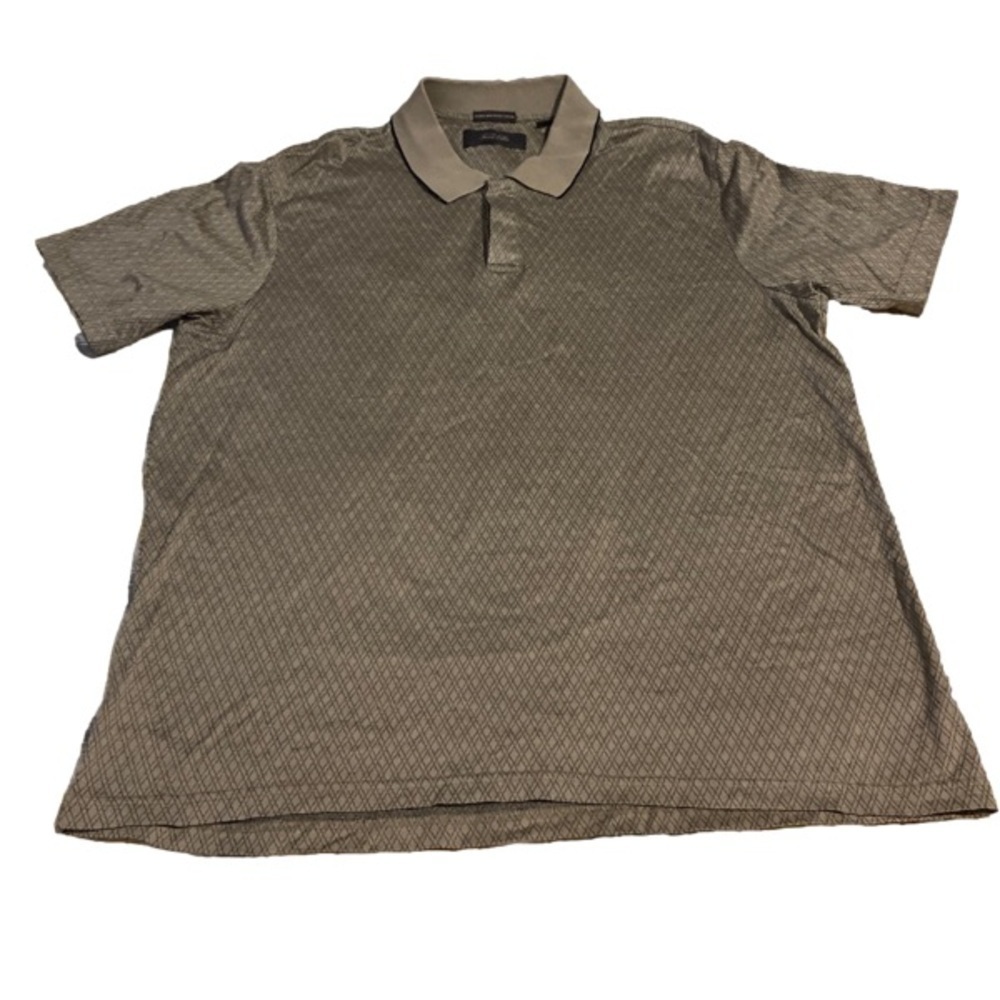 Tasso Elba Spa Brown Tan Stripe Short Sleeve Knit Polo Shirt Men’s Sz XL Cotton